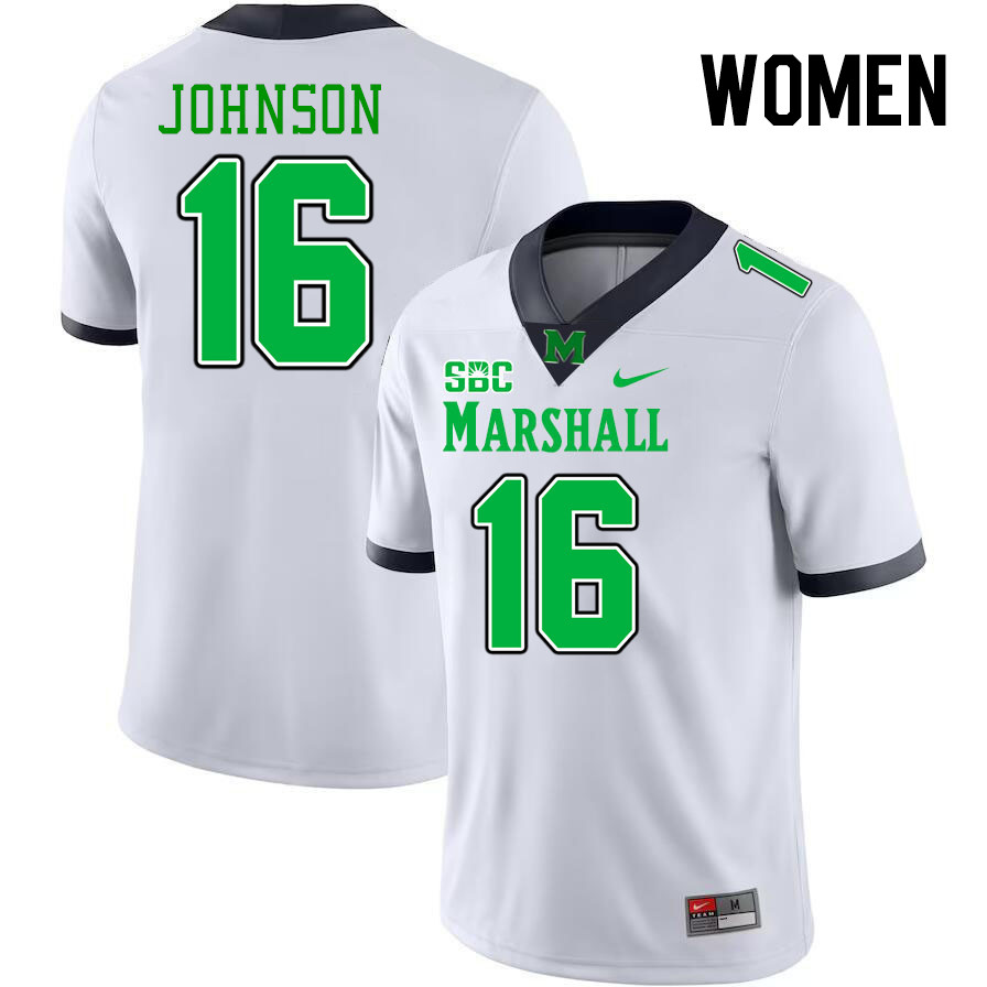Women #16 Isaiah Johnson Marshall Thundering Herd SBC Conference College Football Jerseys Stitched-W